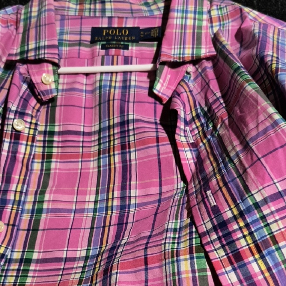 Polo Ralph Lauren Hot Pink Multicolor Plaid Button-Down Shirt